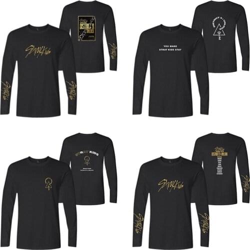 World Tour Stray Kids Kpop T-shirts Fashion Men Women T Shirts Tee Shirt O-neck Long Sleeve Male Female T-shirt Sweatshirts Tops