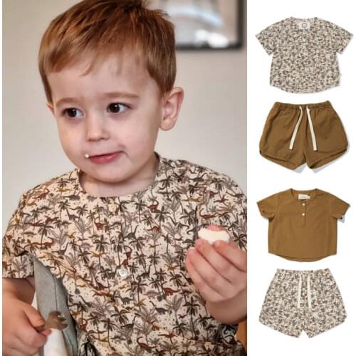 Boys Clothes KS Brand New Summer T Shirt Shorts Fashion Design Baby Kids Cotton Striped Tops Tee Teenage Girls Clothing Outfit