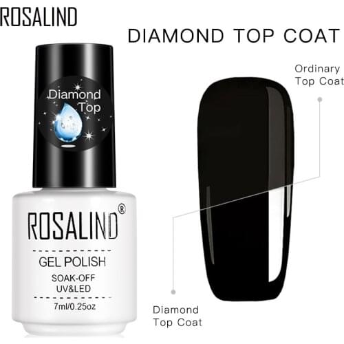 ROSALIND Gel Polish Diamond Top Coat UV Lamp Gel Soak Off Reinforce 7ml Long Lasting Nail Art Manicure Gel Lak Varnish Primer