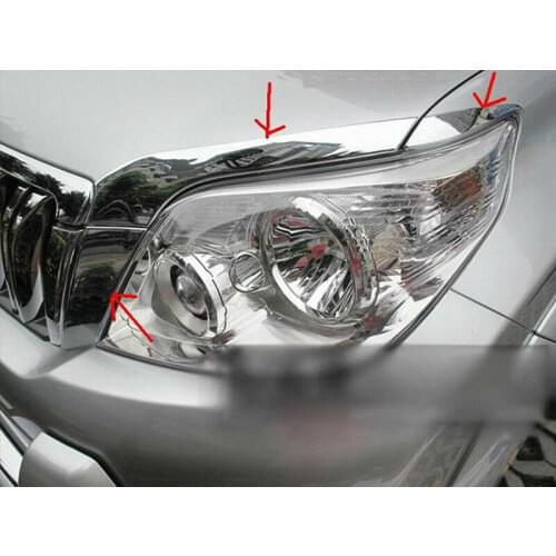 For Toyota Prado FJ150 2010-2013 Chrome Front Head Light Lamp Eyelid Cover Trim
