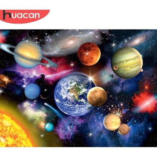 HUACAN 5D Diamond Painting Full Square Universe Scenery Diamond Embroidery Planet Cross Stitch Kit Gift Home Decor