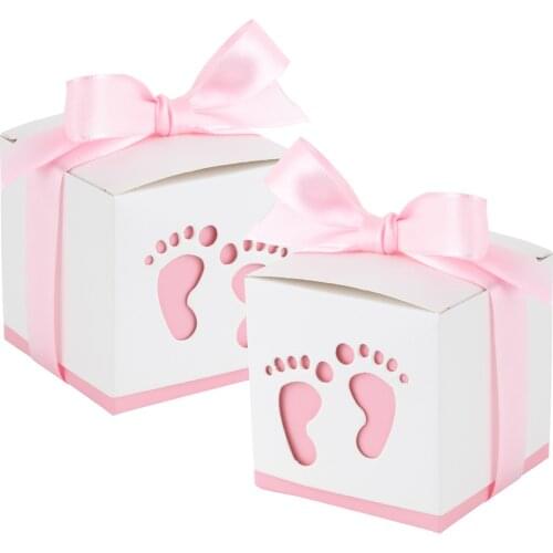 50 Pcs Cardboard Gift Candy Box Footprint Decoration Crafts Baby Shower Storage Party Wedding Favors Exhibition Eco Friendly