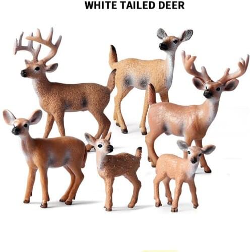 Top Selling Original Wild Animals White Tailed Deer Model Action Figure Figurines Miniature Collection Toys For Kids