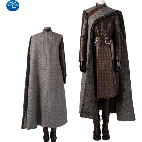 ManLuYunXiao Thrones Cosplay Arya Stark Cosplay Costume Halloween Outfit Faux Leather Jacket Women Cloak Custom Made