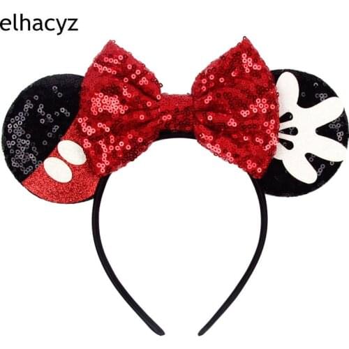 2021 Fashion Women Festival Hairband Mouse Ears Headband Sequins Hair Bows Character For Girls Hair Accessories Party Headwear