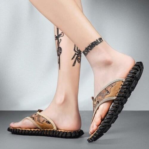 Slippers Men Beach Leather Flip Flops Fashion Sport Sneakers Bulk Mens Sandals Men Shoes Summer Man 45 Trend Stylish For