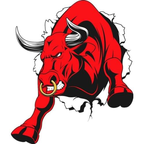 LLY-0287 Personality Car Stickers Red of Bull Modeling Decal PVC Motorcycle Auto Creative Sunscreen Waterproof Decals Decor