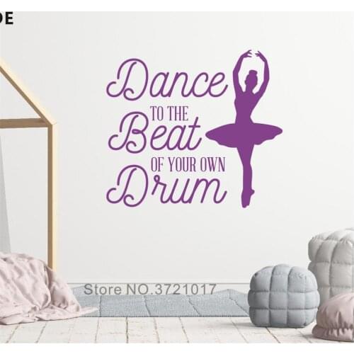 Dance To The Beat Wall Sticker Dancing Girl Wall Decals Home Girls Bedroom Decor Cute Lovely Wall Decal Quotes Decoration M173