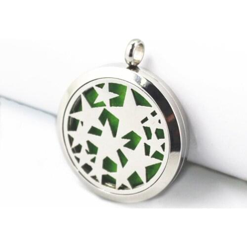 New arrival Aroma Essential Oil Diffuser 316 Stainless Steel Screw Diffuser 30mm star Floating Lockets Pendant Necklaces Jewelry