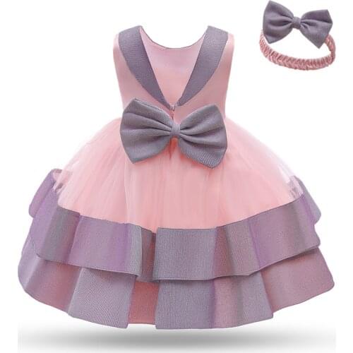 Toddler Baby Girls Dress 1 2 Year Birthday Princess Backless Tutu Gown Newborn Christening Gown Infant 1st Baptism Party Clothes