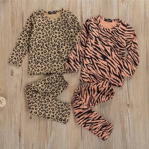 Kids Pajamas Children Sleepwear Baby Leopard Print Pajamas Sets Boy Girls Pyjamas Pijamas Cotton Nightwear Clothes Kids Clothing