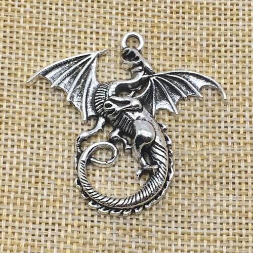 10Pcs Fly Dragon Charms Pendant Antique Silver Color DIY Jewelry Making Handmade Crafts
