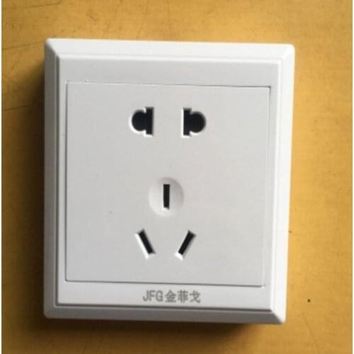 Surface Mounted Pure White 86 Type Wall Socket Panel 5-Pins Outlet Electric 10A Electrical Plugs Sockets 2 Holes And 3 Holes