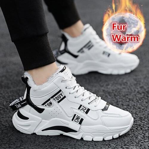 Casual Winter Men Shoes Mens Boots Warm Lining Fur Running Shoes Men Lace Up Sport shoes Ankle Boots Zapatillas Hombre Sneakers