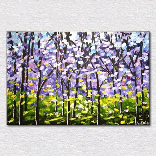 Sale oil art canvas painting of Beautiful abstract Purple tree printed on Canvas for bedroom to hang on wall free shipping