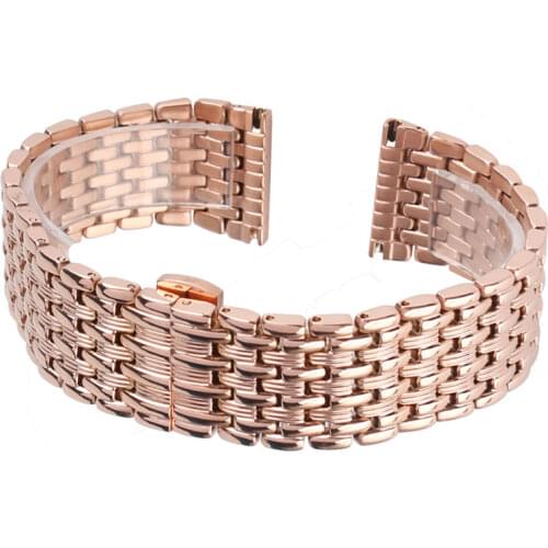 Luxury Stainless Steel Watchband 18/20/22mm Rose Gold Replacement 2 Spring Bracelets Metal Adjustable High Quality Watch Strap