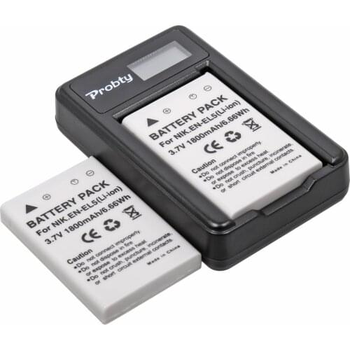 2Pcs Probty EN-EL5 EN EL5 Battery + LCD USB Charger For Nikon CoolPix P530 P520 P100 P500 P5100 P5000 P6000 P90 P80 P3 P4 camera