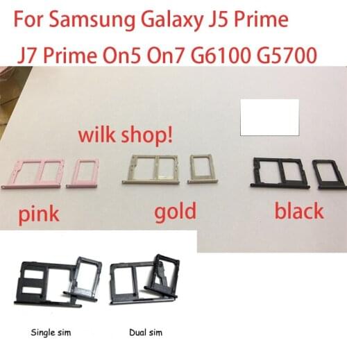 1Set SIM & SD Card Holder Tray For Samsung Galaxy J5 Prime J7 Prime On5 On7 G6100 G5700 Dual Single Card Holder Slot Adapter