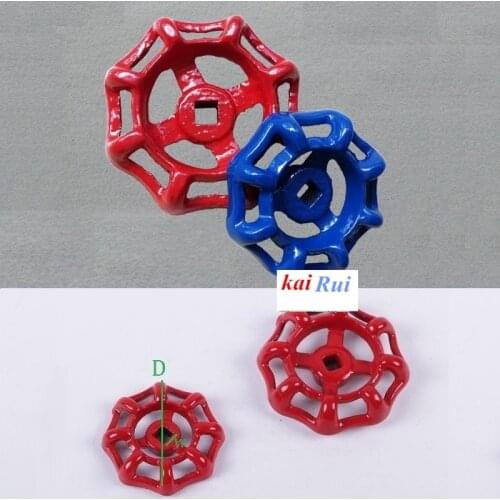 12Pcs/Lot Red Blue Spoked Round Cast Iron Hand Wheel Valve Pipe Fittings Gate Valve Handwheel Square Center Gas Valve Control