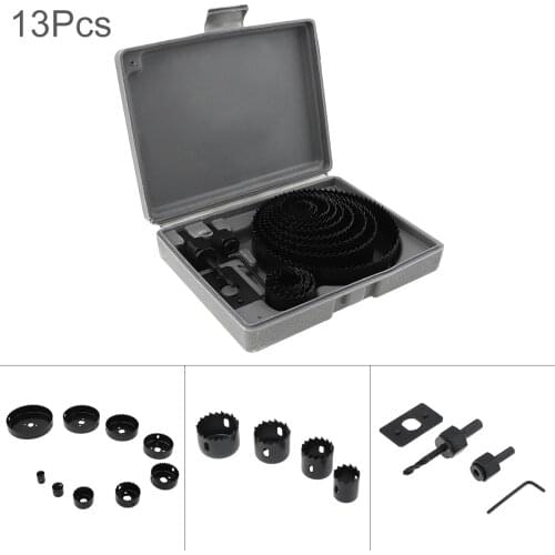 13pcs 19mm-127mm Hole Saw Bit Cutting Set Kit Drilling Tool Round Case Drill Bits for Cutting Wood Gypsum Board PVC Board