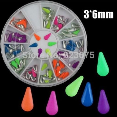 3*6mm tearshape Nail Art 3D Studs Punk Style Neon Decoration Tip For Manicure Decor 3 cases/lot