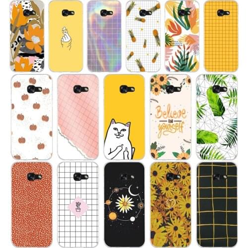 79AA Yellow Gird Soft Silicone Tpu Cover phone Case for Samsung A3 A5 A7 A8 2016 2017 2018 A50