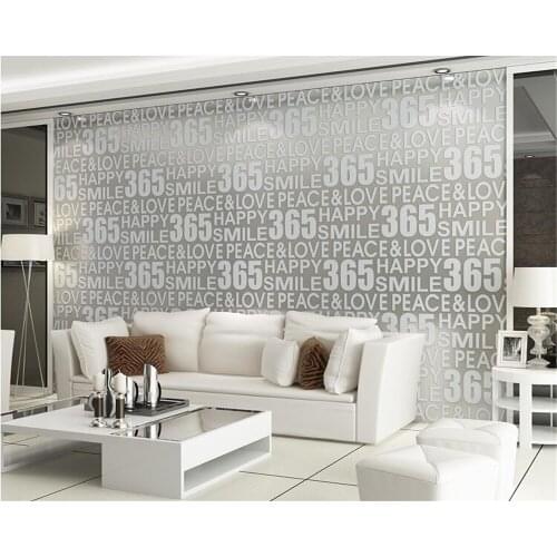 Beibehang Simple non-woven wallpaper deerskin thickened English letters 3d stereo living room sofa TV background 3d wallpaper