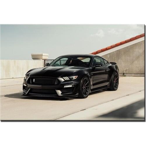 Black Ford Mustang Muscle Car Poster Canvas Paintings Wall Art Cloth Fabric Prints for Living Room Home Decor