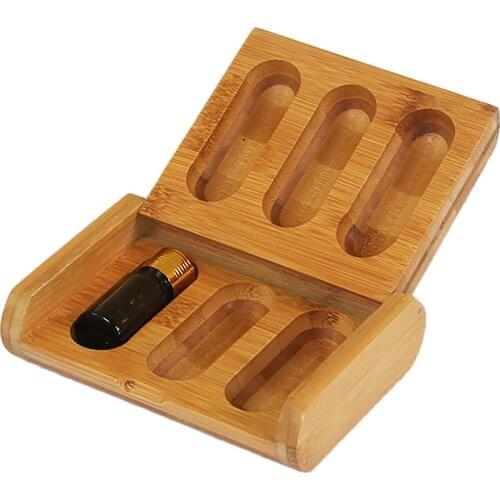 Wooden Display Case With 3pcs Exquisite Primary Color Storage Box Oil Bottle Easy To Carry Holder Organizer Essential Oil Box