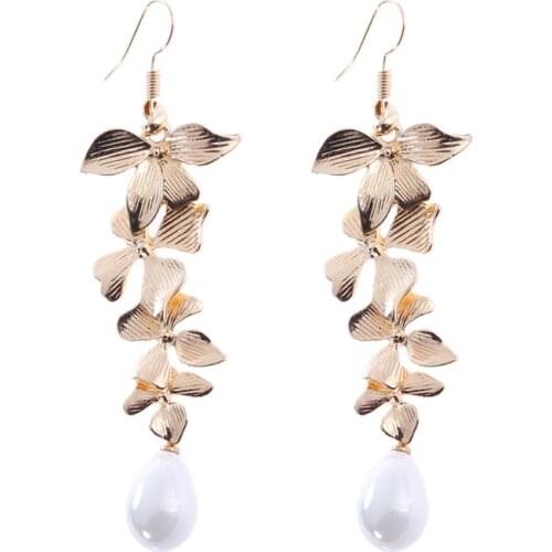 ECHSUN bijoux femme 2020 charms sieraden long tassel flower pearl earrings big earrings for women gift minimalist jewelr