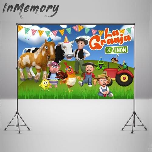 Photo Background Custom Green Grass Farm Photo Booth Vinyl la granja de zenon Photo Studio Kids 1st Birthday Backdrop
