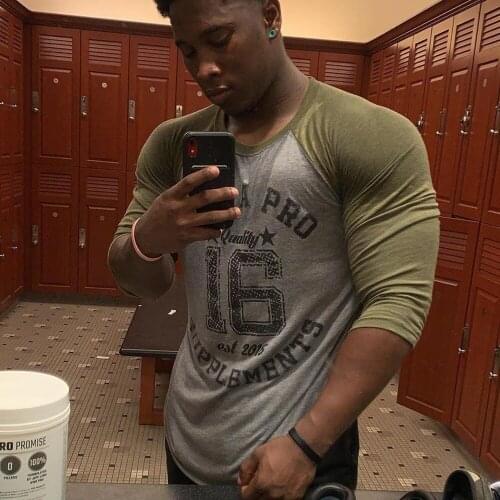 Gym Fitness Skinny Long sleeves t shirt Men Casual Cotton T-shirt 2021 Male Bodybuilding Workout Print Tees Tops Brand Clothing