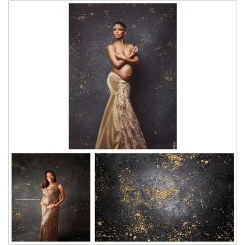 Grunge Dark Brick Wall Photo Backdrops Gold Black Newborn Baby Birthday Cement Photography Background Studio Portraits Props5146