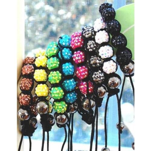 Hty5t 8 mixed color OWI Resin rhinestone Ball bead jewelry Hotsale crystal Bracelet For men