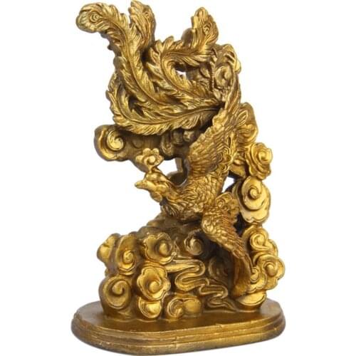 Chinese brass fengshui decoration lucky auspicious phoenix bird statue Figurines