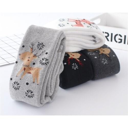 Baby Kids Girls Winter Warm Soft Cotton Tights Stockings Fashionable Cute Christmas Pantyhose Suitable 1-8Year
