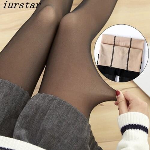 Iurstar Black Imitation skin Women Tight Transparent Skin-coloured Pantyhose Anti-hook Pantyhose Monolayer Warm Slim Pantyhose