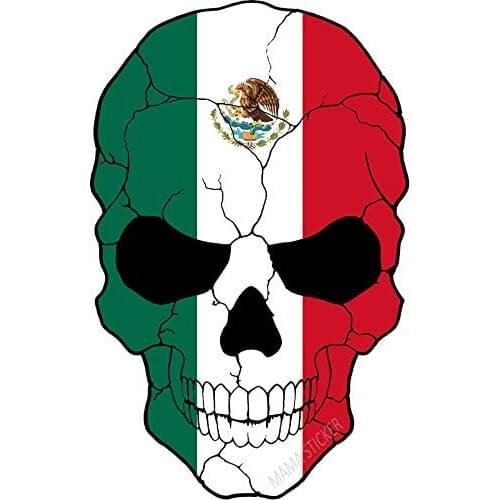 Hot Sell BONE SKELETON DEVIL ZOMBIE MONSTER MEXICO FLAG DECAL COOLER NOTEBOOK CHOPPER MOTORCYCLE VAN SUV