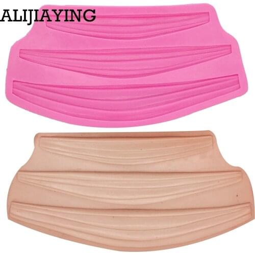 M0596 1pcs DIY Silk Ribbon Curtain Satin Fondant Cake Decorating Tools Wedding Lace mat Candy Gum Paste Silicone Mold