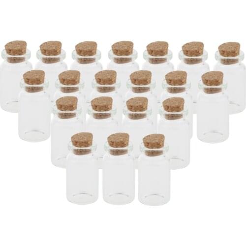 Mini Tiny Clear Glass Jars Bottles with Cork Stoppers, 7ml 0.7x1.5 inch for Arts & Crafts, Projects, Decoration(20 Pack)