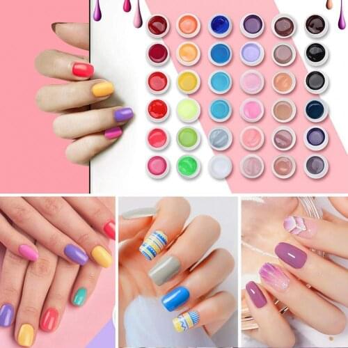 Nail Art Tips Extension Manicure DIY Tools 5ml x 36 Nail UV Gel Set Pure Color Smell-less Nail Art Nail Tips Extension Tool Set