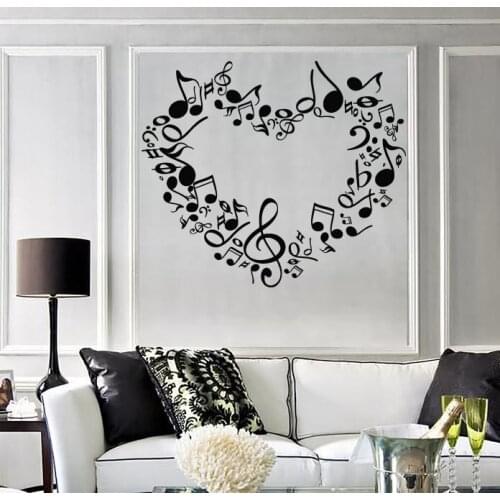 Heart notes of love Wall Stickers Large Wall Sticker Vinyl Decal symphony music signs Wallpaper Decor For Bedroom Mural SA195