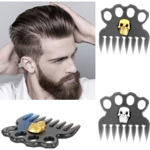 New Rotatable Skull Oil Hair Comb Wide Tooth Fork Comb Back Hair Comb Beard Oil Comb Mens Styling Tools Salon Accessaries
