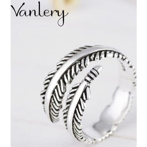 New Trendy Personality Punk Feather Rings For Women Lady Resizable Size Rings Party Jewelry Charm Gifts 2021