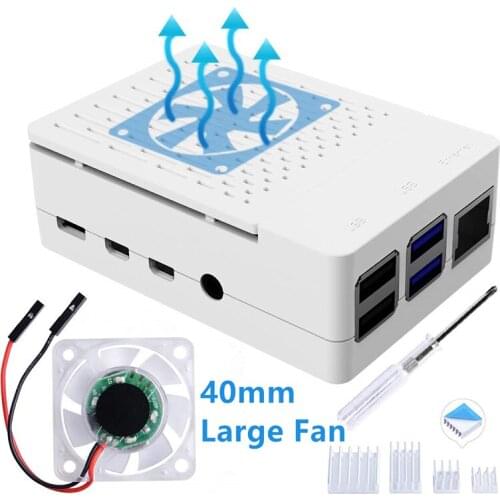 New ABS H-Type Pi4BCase Raspberry Pi 4B Enclosure Protective Shell with Cooling Fan Heatsink for Raspberry Pi Heat Sink Cooller