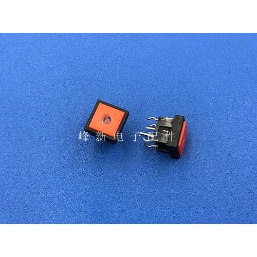 Original New 100% reset square DIP 6pin button switch with red light in the middle with light LED button light touch switch