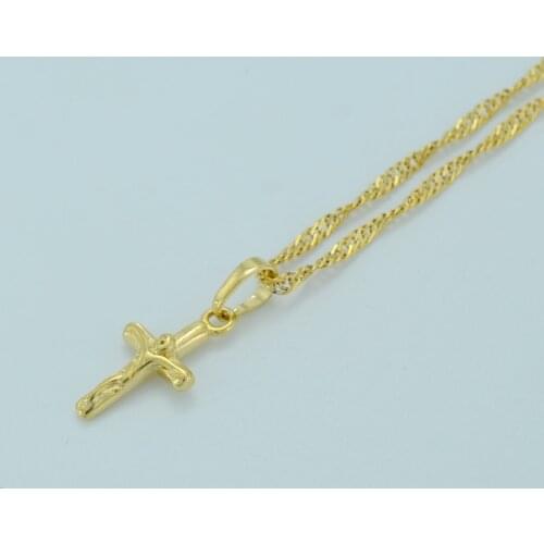 Anniyo Mini Cross Necklaces for Women,Charms Cross Pendant Chain Gold Color Crosses Jewelry Small Jesus Necklaces Girls #016704