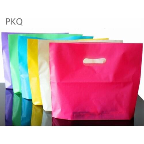 50pcs Blue Pink Plastic gift bag with handle,Handle plastic shopping bag,wedding party gift shopping bag with handle