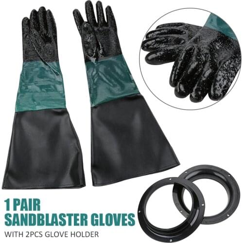 1 Pair Sandblaster Gloves With 2pcs Glove Holder Particle Surface Heavy Duty Sandblasting Gloves for Oil Field Agriculture Parts