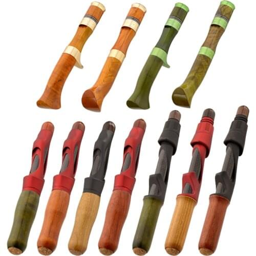 Ice Fishing Rod) Ice fishing rod gold camphor ebony mahogany handle diy raft fishing rod solid wood road Asian pole